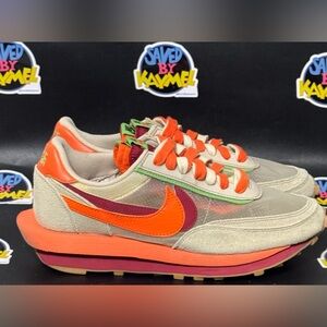 Size 9 - sacai x Clot x Nike LDWaffle Net Orange Blaze